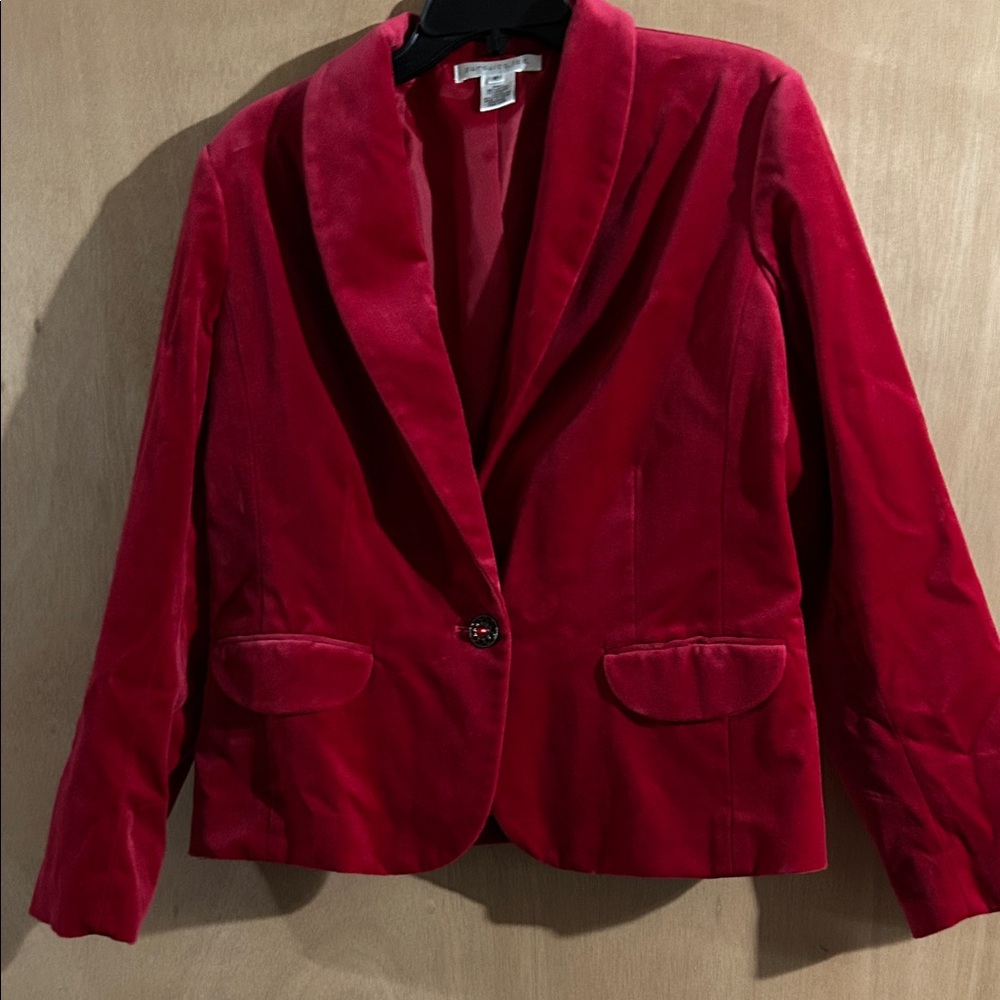 Pursuits LTD Elegant Red Velvet Women's Blazer